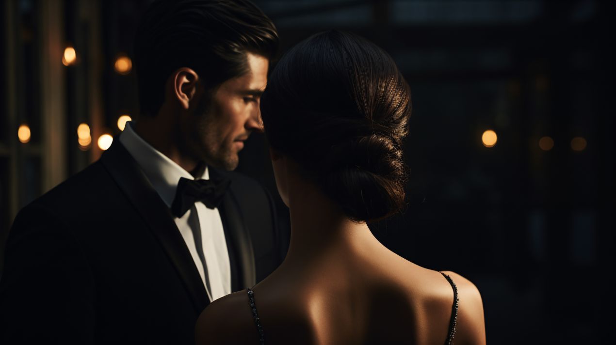 Eleganter Mann und Frau beim stilvollen Leipzig Escort Treffen am Abend in exklusivem Setting